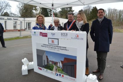 Pose de première pierre d'un béguinage Norevie de 27 logements à Auby